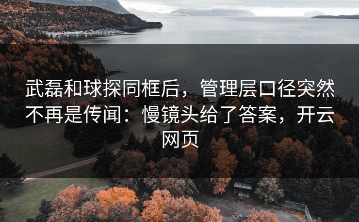 武磊和球探同框后，管理层口径突然不再是传闻：慢镜头给了答案，开云网页