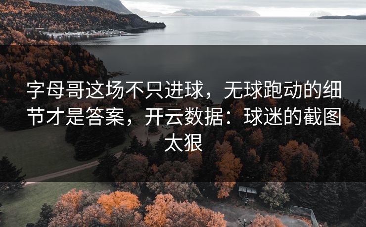 字母哥这场不只进球，无球跑动的细节才是答案，开云数据：球迷的截图太狠