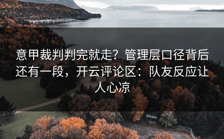 意甲裁判判完就走？管理层口径背后还有一段，开云评论区：队友反应让人心凉