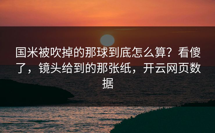 国米被吹掉的那球到底怎么算？看傻了，镜头给到的那张纸，开云网页数据