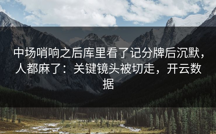 中场哨响之后库里看了记分牌后沉默，人都麻了：关键镜头被切走，开云数据