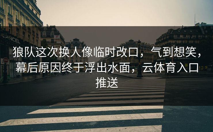 狼队这次换人像临时改口，气到想笑，幕后原因终于浮出水面，云体育入口推送