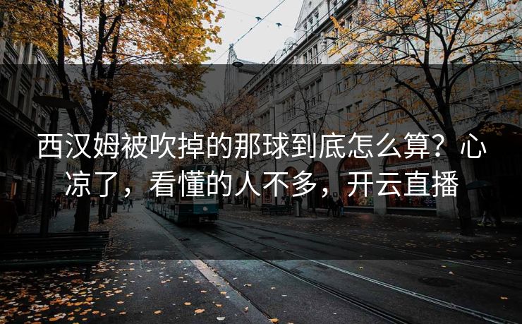 西汉姆被吹掉的那球到底怎么算？心凉了，看懂的人不多，开云直播